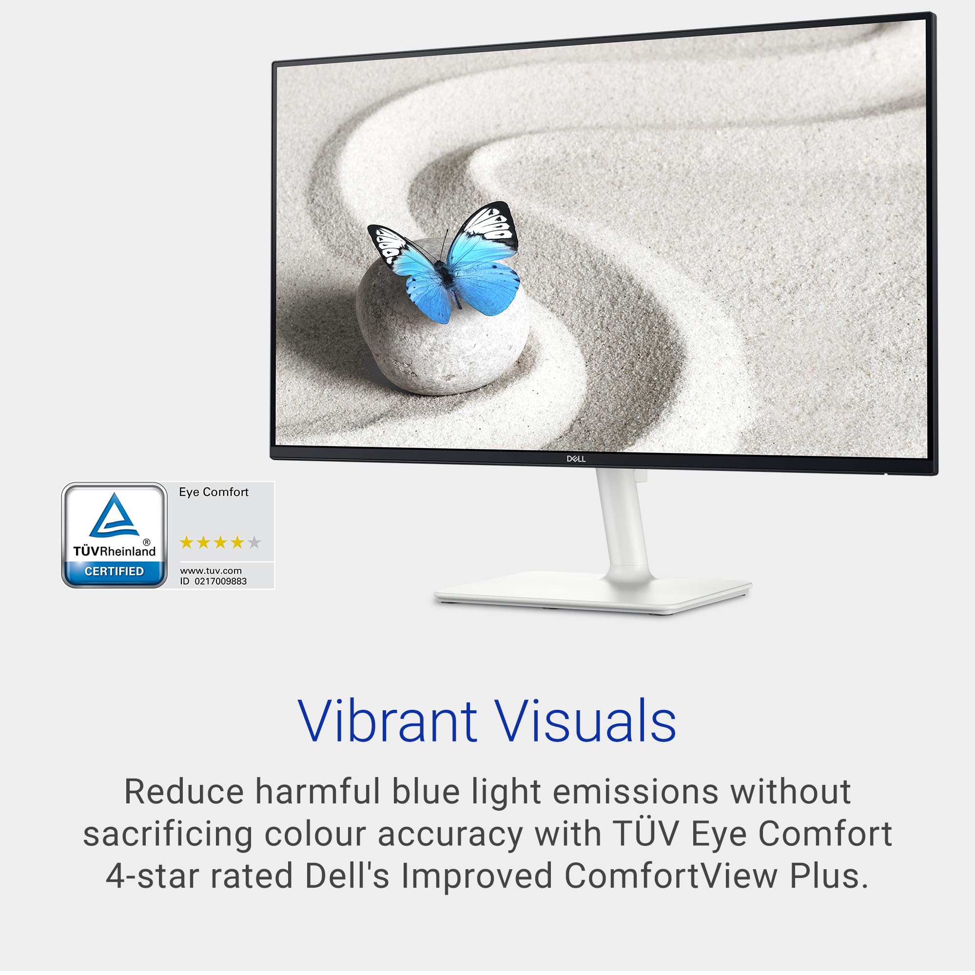 Dell S2725DS Monitor - 27 Inch, QHD (2560x1440) Display, 100Hz refresh rate, 1500:1 contrast ratio, TÜV Rheinland Eye comfort 4 Star,Integrated 2x5W speaker, Height/Tilt/Swivel/Pivot- Ash White color