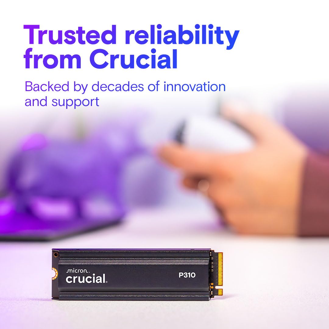 Crucial P310 1TB PCIe Gen4 2280 NVMe M.2 SSD with heatsink Up to 7,100MB/s – with Acronis Offer