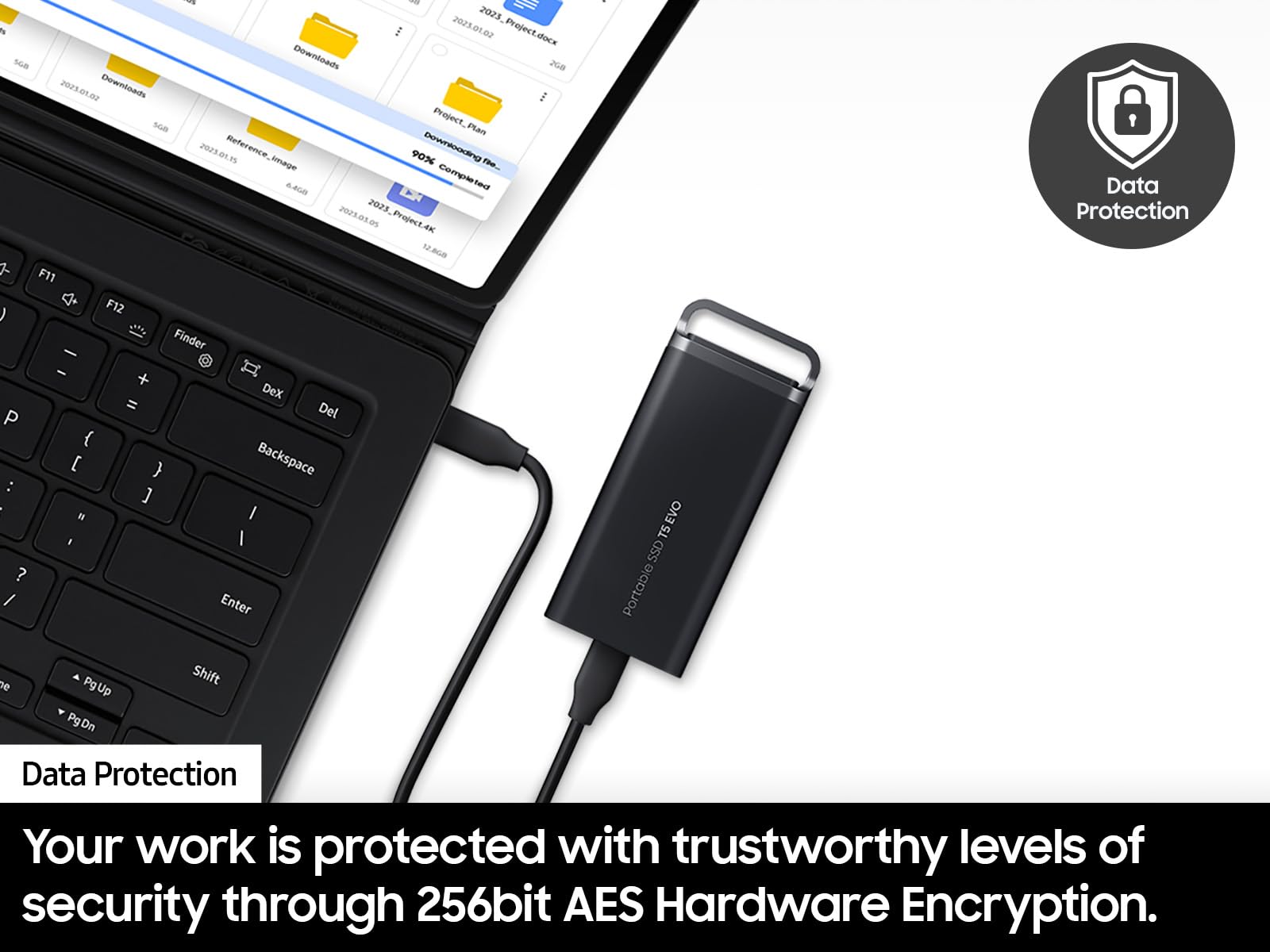 SAMSUNG T5 EVO Portable SSD Black, Up to 460MB/s, USB 3.2 Gen 1, Ideal use for Gamers & Creators, External Solid State Drive (MU PH2T0S/AM)