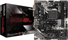 ASROCK B450M-HDV R4.0 AMD B450 AM4 Socket Ryzen 2000 - 5000 Processors DDR4 3200 64GB HDMI DVI-D D-Sub Motherboard SATA 6Gb/s Micro ATX M.2