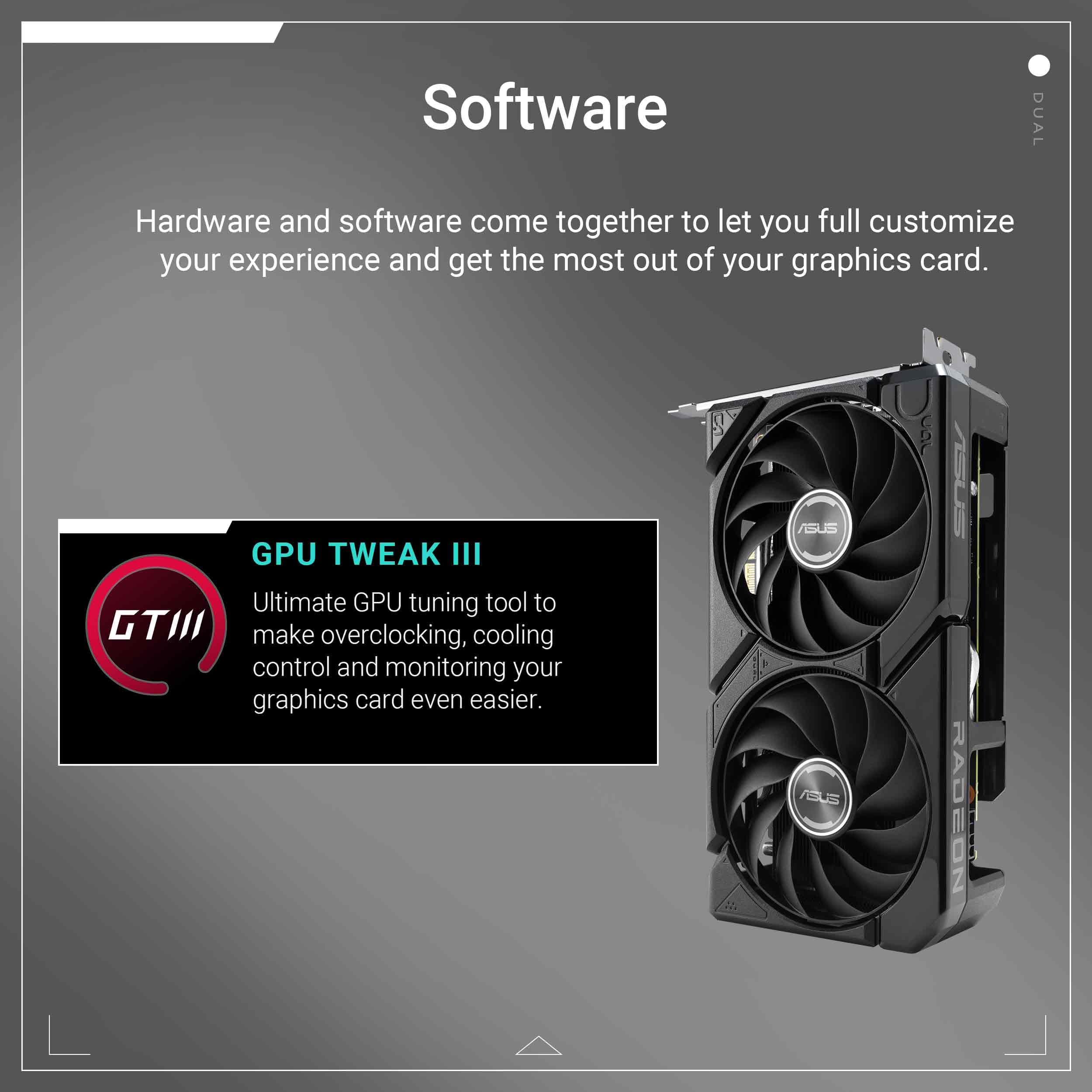 ASUS Dual Radeon™ RX 9060 XT 8GB GDDR6 Graphics Card (PCIe 5.0, HDMI 2.1b, DisplayPort 2.1a, 2.5-Slot Design, Axial-tech Fan Design, 0dB Technology, and More)