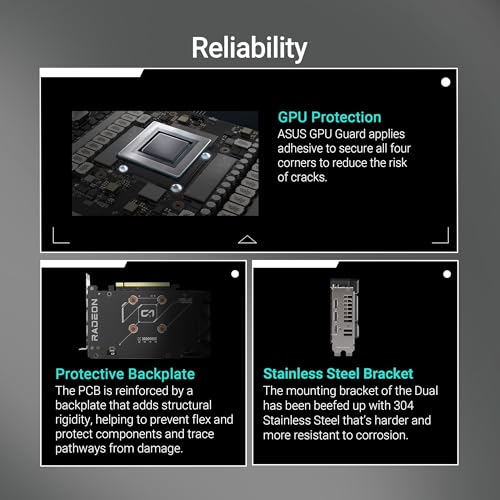 ASUS Dual Radeon™ RX 9060 XT 8GB GDDR6 Graphics Card (PCIe 5.0, HDMI 2.1b, DisplayPort 2.1a, 2.5-Slot Design, Axial-tech Fan Design, 0dB Technology, and More)