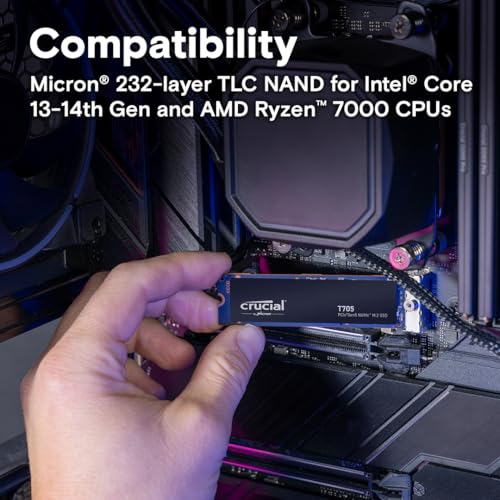 Crucial T710 1TB Gen5 NVMe SSD, Up to 14,900 MB/s, PCIe 5.0 M.2 2280, Internal Solid State Drive, Compatible with Laptop, Desktop, +Acronis Software - CT1000T710SSD8-01