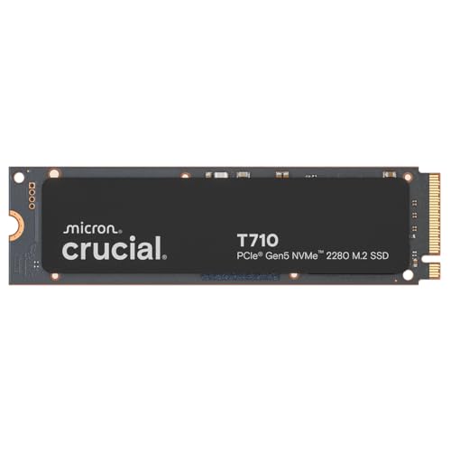 Crucial T710 1TB Gen5 NVMe SSD, Up to 14,900 MB/s, PCIe 5.0 M.2 2280, Internal Solid State Drive, Compatible with Laptop, Desktop, +Acronis Software - CT1000T710SSD8-01