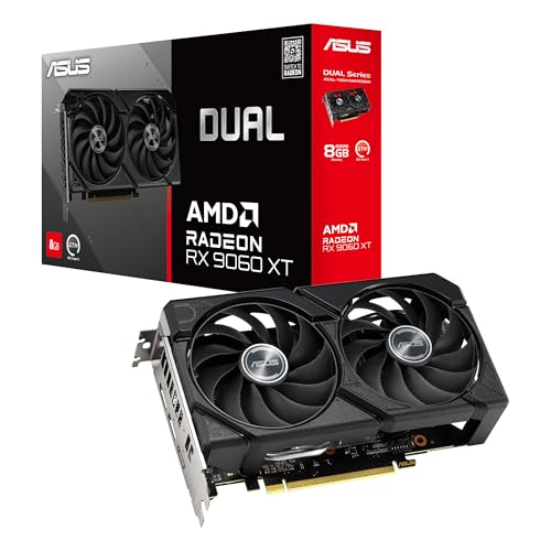 ASUS Dual Radeon™ RX 9060 XT 8GB GDDR6 Graphics Card (PCIe 5.0, HDMI 2.1b, DisplayPort 2.1a, 2.5-Slot Design, Axial-tech Fan Design, 0dB Technology, and More)
