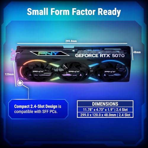 PNY NVIDIA GeForce RTX™ 5070 Epic-X™ ARGB OC Triple Fan, Graphics Card,Blackwell Architecture, DLSS 4