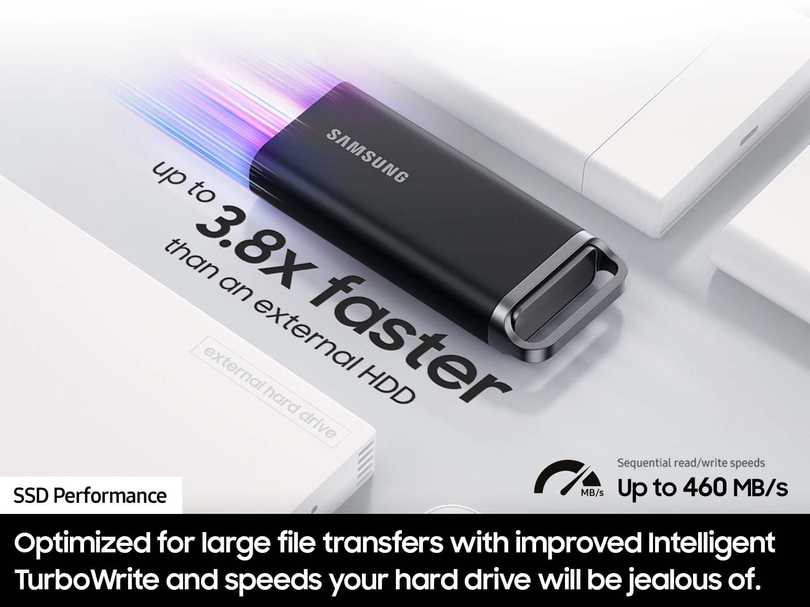 SAMSUNG T5 EVO Portable SSD Black, Up to 460MB/s, USB 3.2 Gen 1, Ideal use for Gamers & Creators, External Solid State Drive (MU PH2T0S/AM)