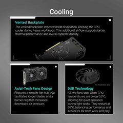ASUS Dual Radeon™ RX 9060 XT 8GB GDDR6 Graphics Card (PCIe 5.0, HDMI 2.1b, DisplayPort 2.1a, 2.5-Slot Design, Axial-tech Fan Design, 0dB Technology, and More)