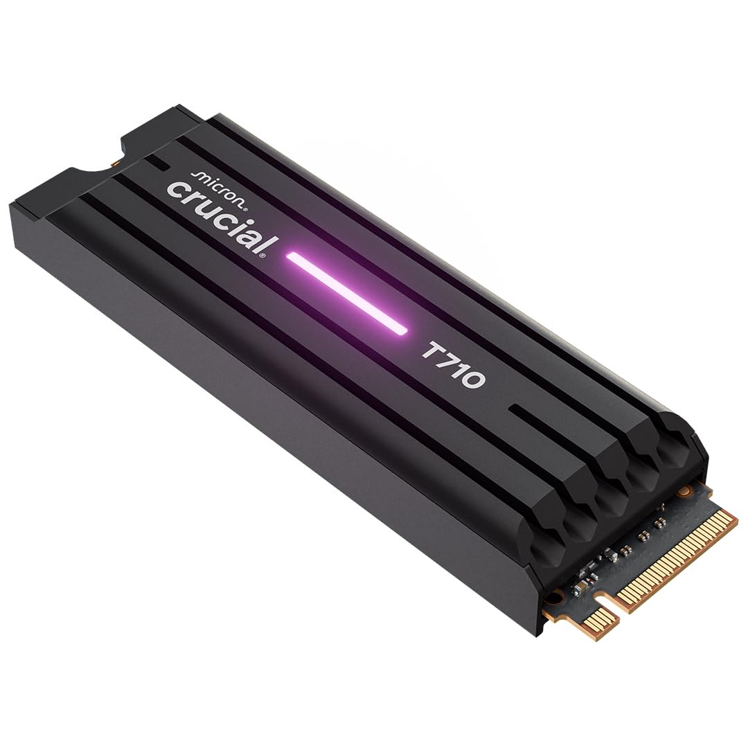 Crucial T710 1TB Gen5 NVMe SSD, Up to 14,900 MB/s, PCIe 5.0 M.2 2280, Internal Solid State Drive, Compatible with Laptop, Desktop, +Acronis Software - CT1000T710SSD8-01