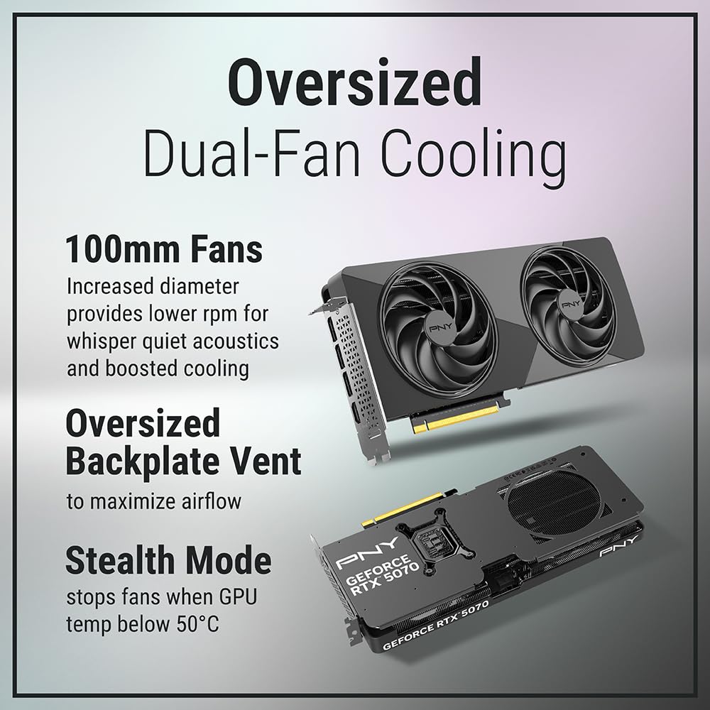PNY NVIDIA GeForce RTX™ 5070 Epic-X™ ARGB OC Triple Fan, Graphics Card,Blackwell Architecture, DLSS 4